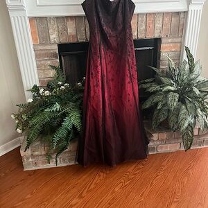 Red and Black Sleeveless Maxi Gown for Prom